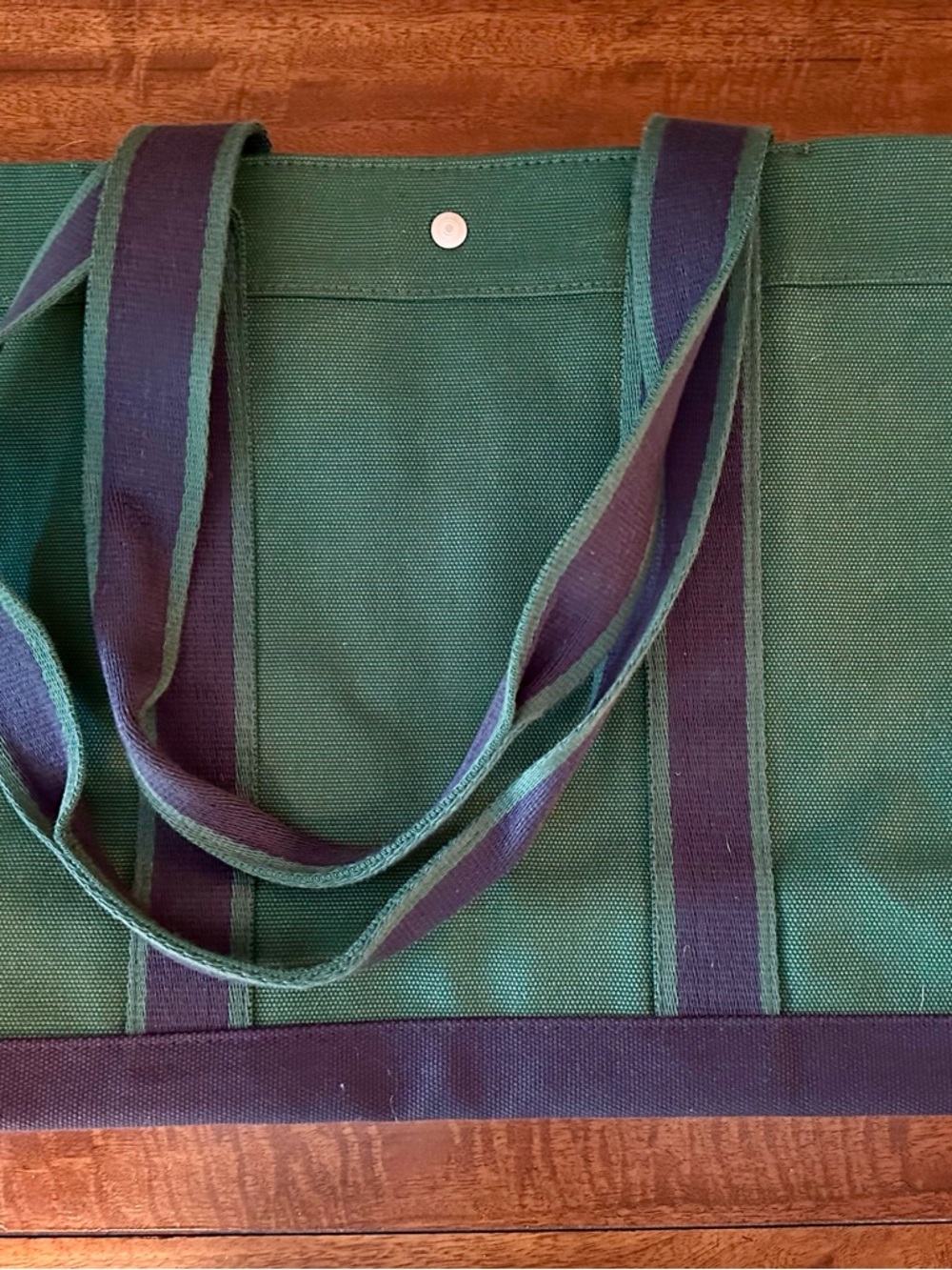 Old Navy Green Canvas Tote with pockets + snaps - Picture 2 of 3